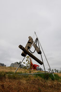 'Bunyan's Chess' (1965, Stainless steel and wood) - Mark di Suvero Seattle-1990.jpg