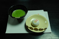 Matcha, tea made by whipping powdered green tea with hot water, and a cake are served in a traditional tea ceremony. _DSC2568.jpg