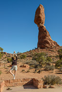 Sue in a yoga pose at Balanced Rock _DSC2326.jpg